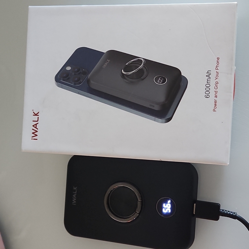 iWALK Magnetic Wireless Power Bank, 6000mAh Portable Charger with Finger Holder